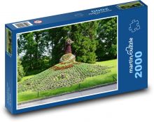 Páv - pták, květiny Puzzle 2000 dílků - 90 x 60 cm