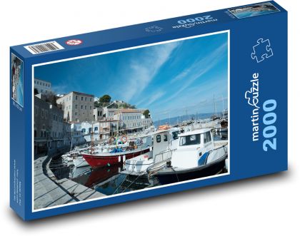 Lodě - přístav, moře - Puzzle 2000 dílků, rozměr 90x60 cm
