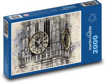 Hodinová veža - kostol, katedrála - Puzzle 2000 dielikov, rozmer 90x60 cm 