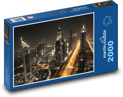 Dubaj - město, noc - puzzle 2000 dílků