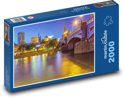 Melbourne - nocne miasto, Australia - Puzzle 2000 elementów, rozmiar 90x60 cm