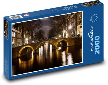 Brücke - Amsterdam, Lichter - Puzzle - 2000 Teile
