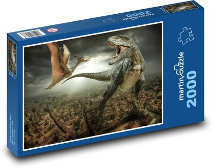 Dinosaurus - mesto, fantázia - Puzzle 2000 dielikov, rozmer 90x60 cm 