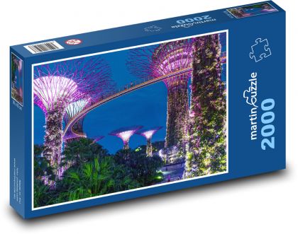 Singapur - noc, architektúra - Puzzle 2000 dielikov, rozmer 90x60 cm 