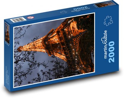 Eiffelova věž - noc, osvětlené - puzzle 2000 dílků