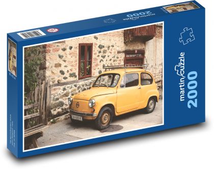 Retro-Auto - gelb, Haus - Puzzle - 2000 Teile