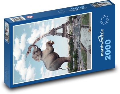 Slon - Eiffelova věž, Paříž - puzzle 2000 dílků