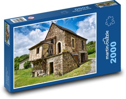 Kamenný dom - stavba, vidiek - Puzzle 2000 dielikov, rozmer 90x60 cm 