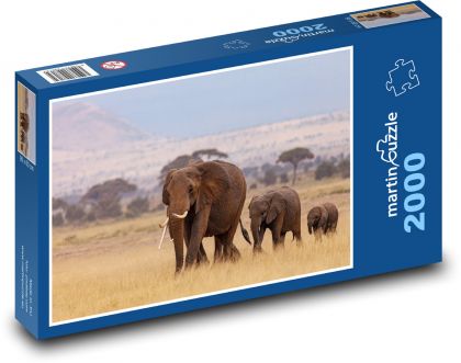 Elephant herd - Puzzle 2000 pieces, size 90x60 cm 
