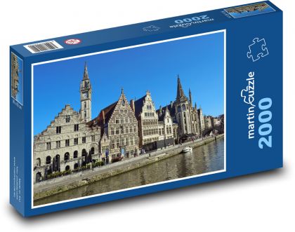 Gent - Belgie, domy u řeky - puzzle 2000 dílků