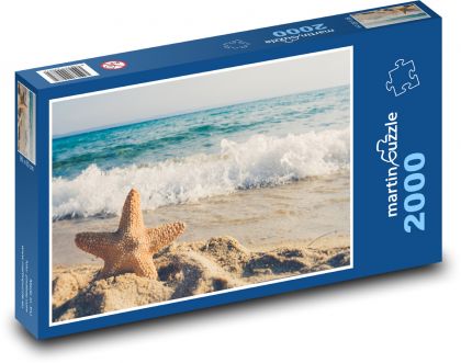 Vlny na mori - hviezdice, pláž - Puzzle 2000 dielikov, rozmer 90x60 cm 