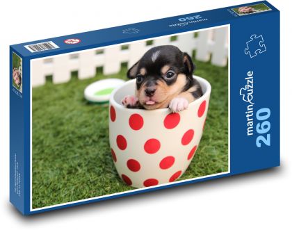 Cute puppy in a mug - Puzzle 260 pieces, size 41x28.7 cm 