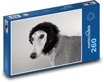 Elegancki chart, czarno-biały portret - Puzzle 260 elementów, rozmiar 41x28,7 cm