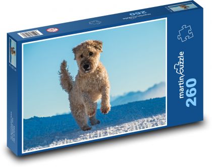 Goldendoodle Hundespringen im Schnee - Puzzle - 260 Teile