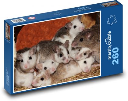 Eine niedliche Mäusefamilie im Nest - Puzzle - 260 Teile