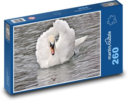 Biały łabędź na stawie - Puzzle 260 elementów, rozmiar 41x28,7 cm