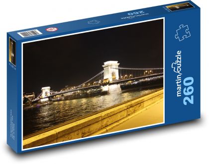 Reťazový most, Budapešť – nočný výhľad - Puzzle 260 dielikov, rozmer 41x28,7 cm