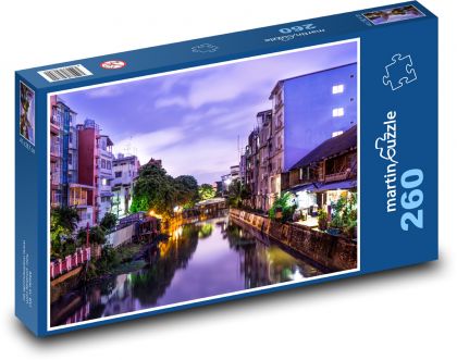 Kanał nocny w Tajlandii - Puzzle 260 elementów, rozmiar 41x28,7 cm