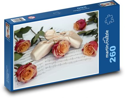 Barevné růže s notami - puzzle 260 dílků