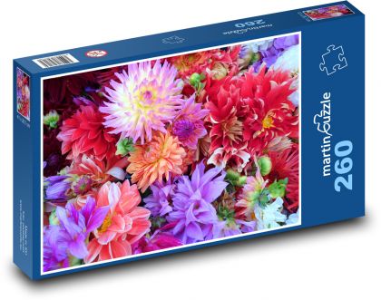 Kolorowe kwiaty - Puzzle 260 elementów, rozmiar 41x28,7 cm