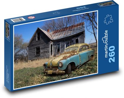 Old house and rusty car - Puzzle 260 pieces, size 41x28.7 cm 