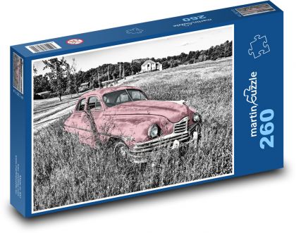 Staré auto na lúke - Puzzle 260 dielikov, rozmer 41x28,7 cm