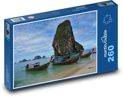 Thailändischer Strand mit traditionellen Booten - Puzzle - 260 Teile