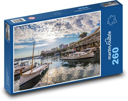 Menorca - lodě, přístav - Puzzle 260 dílků, rozměr 41x28,7 cm