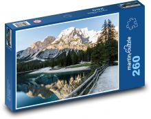 Śnieżne Dolomity - jezioro Bergsee Puzzle 260 elementów - 41x28,7 cm