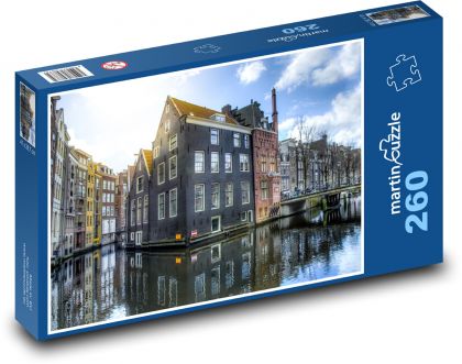 Amsterdam, architektura, voda - Puzzle 260 dílků, rozměr 41x28,7 cm