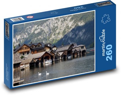 Jazero Hallstatt, Rakúsko - Puzzle 260 dielikov, rozmer 41x28,7 cm