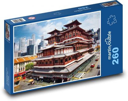 Singapur - Chrám Buddhova zubu - Puzzle 260 dílků, rozměr 41x28,7 cm