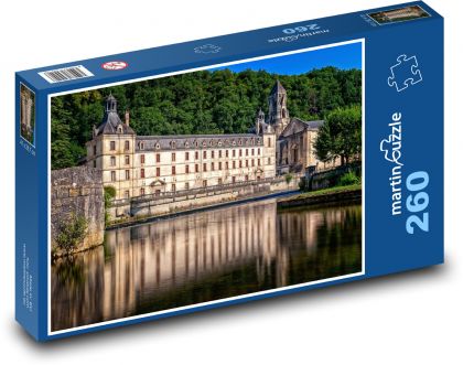 Francúzsko - Brantome, kláštor - Puzzle 260 dielikov, rozmer 41x28,7 cm