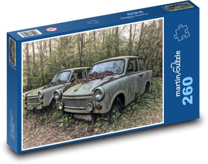 Retro Autos im Wald - Puzzle - 260 Teile