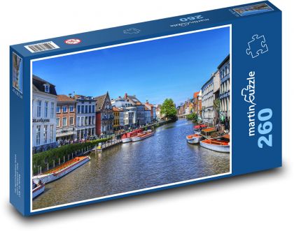 Gandawa, historyczny kanał w Belgii - Puzzle 260 elementów, rozmiar 41x28,7 cm