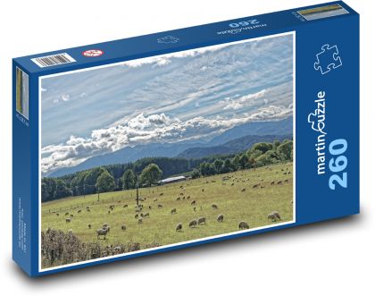 Nowa Zelandia - owce - Puzzle 260 elementów, rozmiar 41x28,7 cm