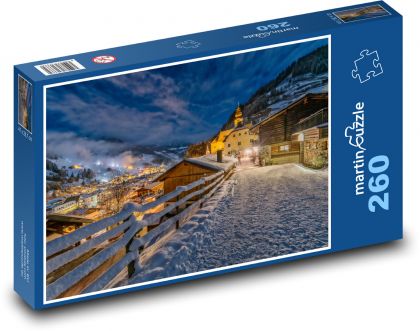 Night view of the Alpine village of Hallstatt - Puzzle 260 pieces, size 41x28.7 cm 