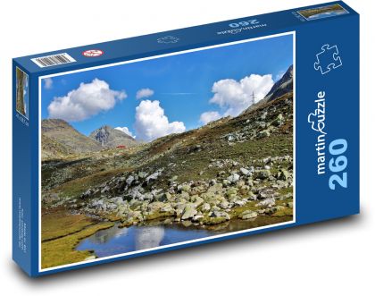 Góry, jezioro, kamienie - Puzzle 260 elementów, rozmiar 41x28,7 cm