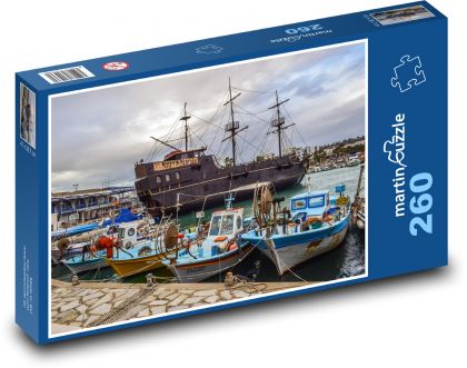 Přístav, plachetnice, lodě - Puzzle 260 dílků, rozměr 41x28,7 cm