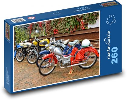 Sbírka motocyklů - Simson, MZ - Puzzle 260 dílků, rozměr 41x28,7 cm