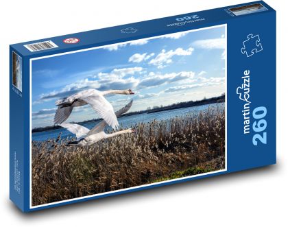 Schwäne fliegen über den See - Puzzle - 260 Teile