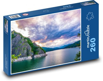 Wschód słońca nad jeziorem - Puzzle 260 elementów, rozmiar 41x28,7 cm