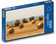 Bale of straw in the field Puzzle 260 pieces - 41 x 28.7 cm 