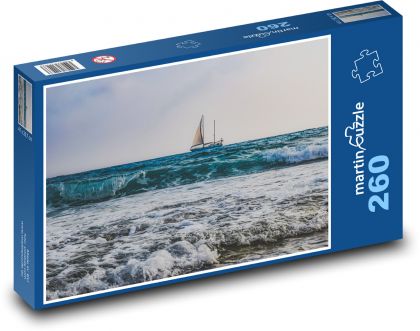 Żaglówka na wzburzonym morzu - Puzzle 260 elementów, rozmiar 41x28,7 cm