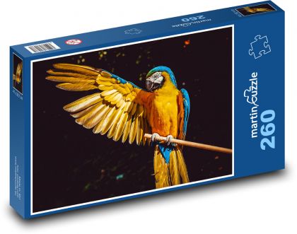 Ara parrot with a spread wing - Puzzle 260 pieces, size 41x28.7 cm 