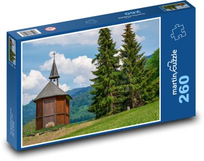 Kaplica górska w Alpach - Puzzle 260 elementów, rozmiar 41x28,7 cm