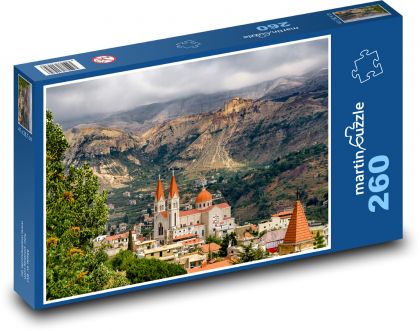 Horské město s kostelem - puzzle 260 dílků