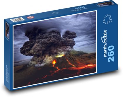 Sopka, výbuch, láva - Puzzle 260 dílků, rozměr 41x28,7 cm