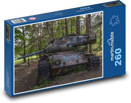 Porzucony czołg w lesie - Puzzle 260 elementów, rozmiar 41x28,7 cm