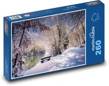 Zimní krajina u řeky Puzzle 260 - 41x28,7 cm